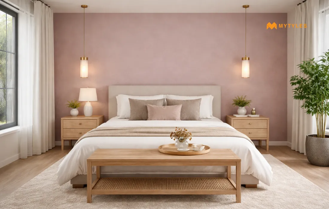 Pink Tile in Bedroom
